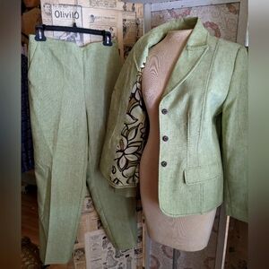 Vintage Alfred Dunner Leisure Suit Lime Green Retro Ladies